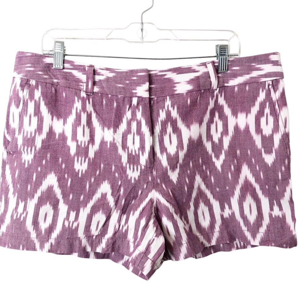Ann Taylor Loft Outlet NWT Women's Purple Patterned 100% Cotton 4" Shorts 14